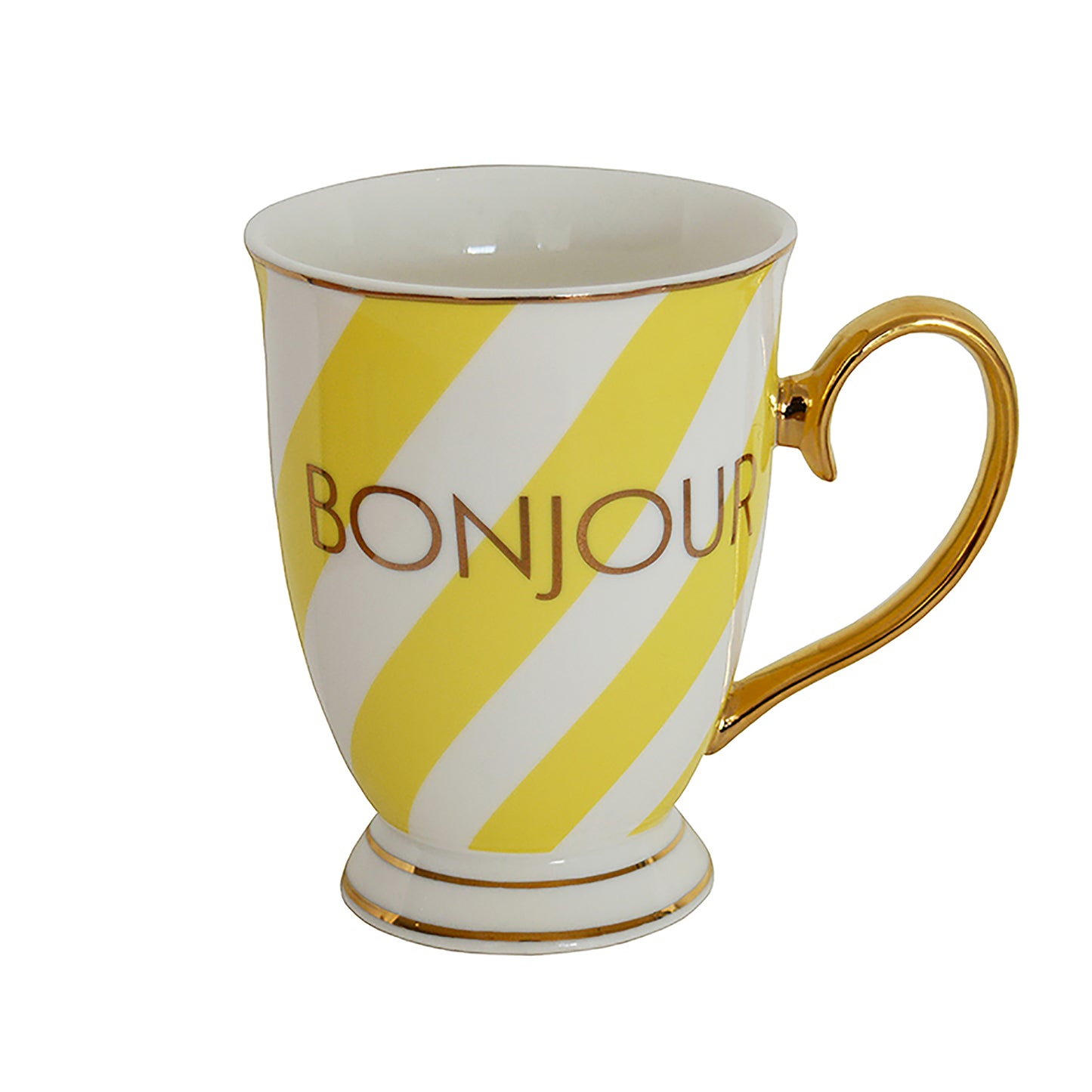 Bombay Duck Tasse gelb/weiss gestreift Bonjour